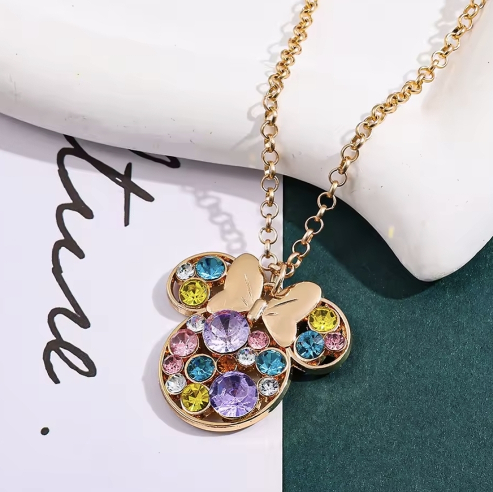 Disney Mickey Mouse Multi Color Rhinestone Necklace - Picture 4 of 6